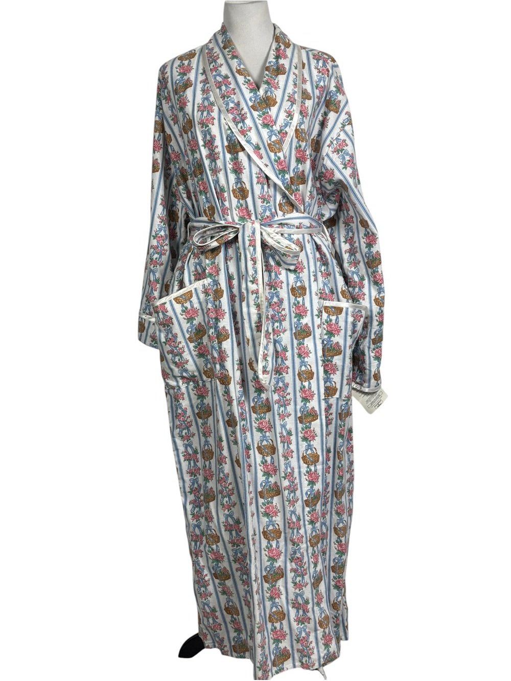 NEW Longaberger BellePointe Vintage Flannel Bath Robe Floral Ribbon Size 2X